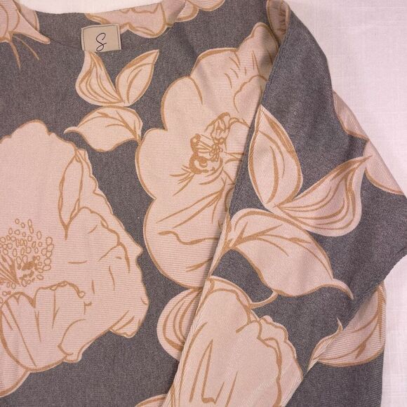 Sioni Blue White Rayon Blend Dolman Sleeve Knit Floral Pullover Sweater Size XL - Picture 2 of 9